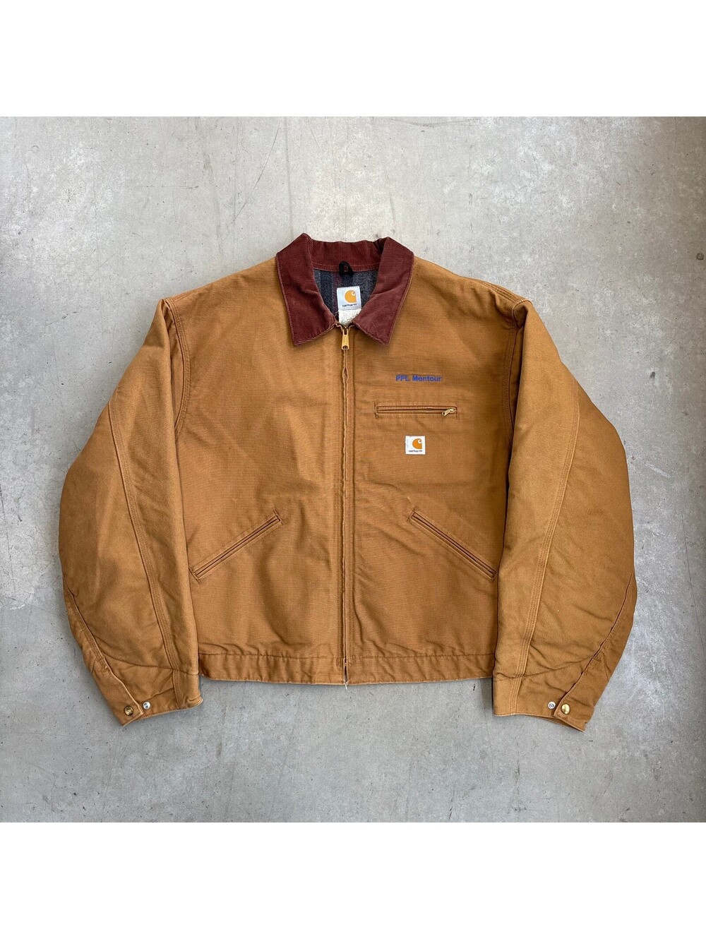 Vintage 2000s Carhartt Detroit J001 Embroidered Canvas Jacket 3XL Brown